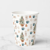 Trendfarbenes Weihnachtsmuster | Wasserfarbe Pappbecher (Rückseite)