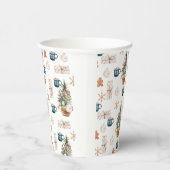 Trendfarbenes Weihnachtsmuster | Wasserfarbe Pappbecher (Rechts)