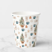 Trendfarbenes Weihnachtsmuster | Wasserfarbe Pappbecher (Vorderseite)