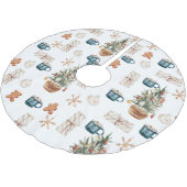 Trendfarbenes Weihnachtsmuster | Wasserfarbe Polyester Weihnachtsbaumdecke (Schrägansicht)
