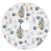 Trendfarbenes Weihnachtsmuster | Wasserfarbe Polyester Weihnachtsbaumdecke (Vorderseite)