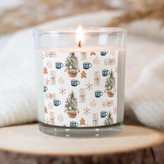 Trendfarbenes Weihnachtsmuster | Wasserfarbe Quadratischer Aufkleber