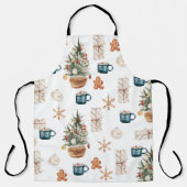 Trendfarbenes Weihnachtsmuster | Wasserfarbe Schürze (Vorderseite)
