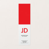 Trendfarbenes, weißes, rotes Monogramm Visitenkarten (Außenseite Aufgefaltet)