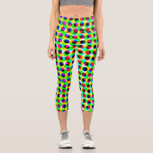 Trendfarbige Neonringe Dot Pixel Muster Capri Leggings (Vorderseite)