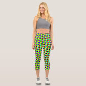 Trendfarbige Neonringe Dot Pixel Muster Capri Leggings (Vorderseite)