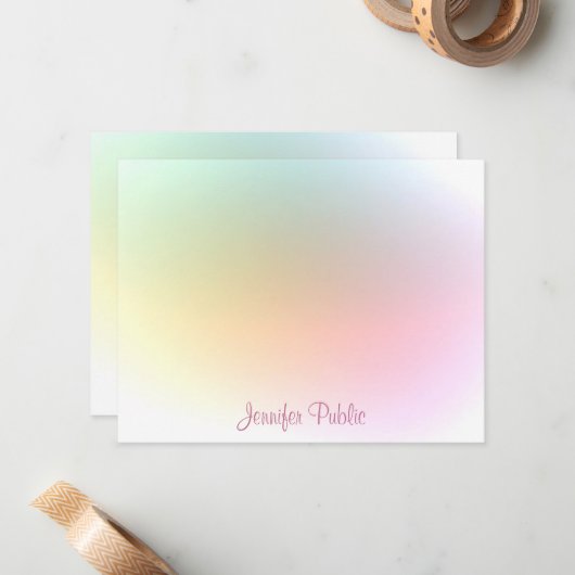 Trendfarbige Template-Kalligrafie-Skript modern Mitteilungskarte (Vorderseite/Rückseite Beispiel)