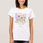 Trendfarbige Wildblumen mit Monogramm T-Shirt (Vorderseite)