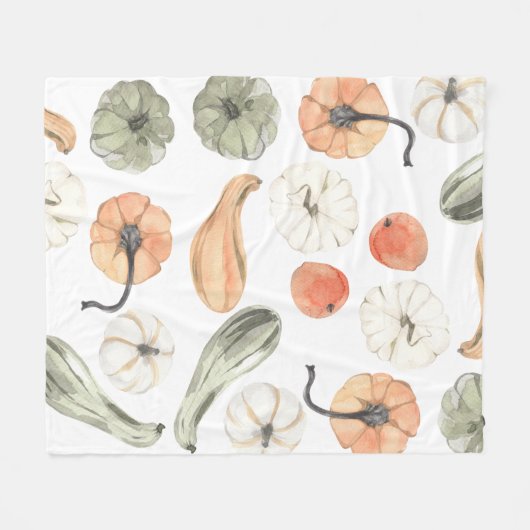 Trendfarbiges Kürbismuster | Herbstwoben Fleecedecke (Vorderseite (Horizontal))