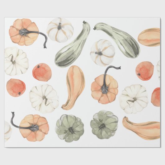 Trendfarbiges Kürbismuster | Herbstwoben Geschenkpapier (Flach)