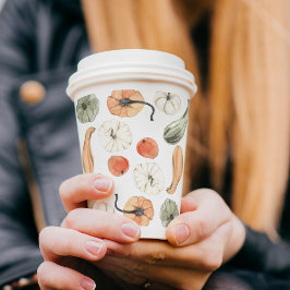 Trendfarbiges Kürbismuster | Herbstwoben Pappbecher