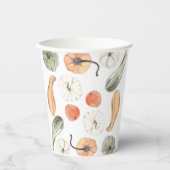 Trendfarbiges Kürbismuster | Herbstwoben Pappbecher (Vorderseite)