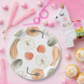 Trendfarbiges Kürbismuster | Herbstwoben Pappteller (Party)