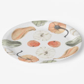 Trendfarbiges Kürbismuster | Herbstwoben Pappteller (Schrägansicht)