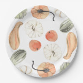 Trendfarbiges Kürbismuster | Herbstwoben Pappteller (Vorderseite)