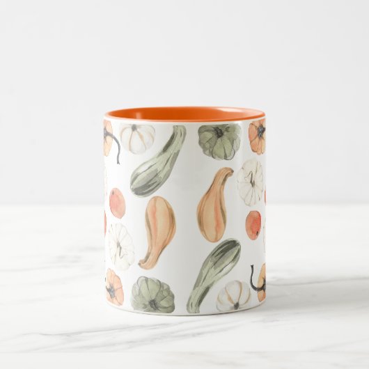 Trendfarbiges Kürbismuster | Herbstwoben Zweifarbige Tasse (Mittel)