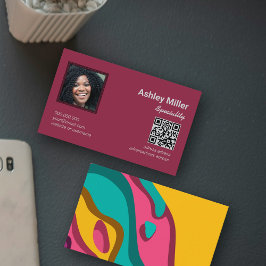 Trendfarbiges QR-Foto Visitenkarte