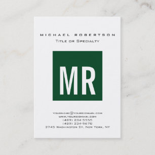 Trendforest Green Monogram White Business Card Visitenkarte