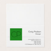 Trendforest Green White Monogram Business Card Visitenkarten (Außenseite Aufgefaltet)