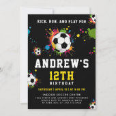 Trendgelbe Fußball-Ball-Party Einladung (Vorderseite)