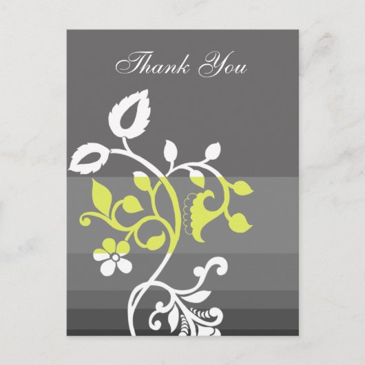 trendgelbe graue Dankeskarten Postkarte (Vorderseite)