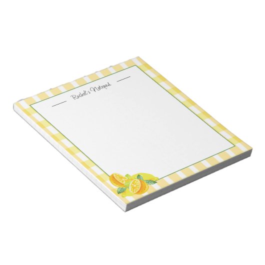 Trendgelbe Personalisierte Lemon Notepad Notizblock (angewinkelt)