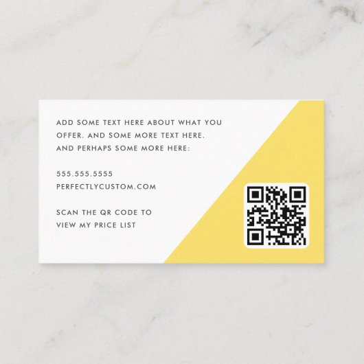 Trendgelber Foto-QR-Code Visitenkarte (Rückseite)