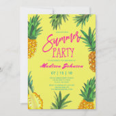 Trendgelbes Summer Party | Ananas Einladung (Vorderseite)