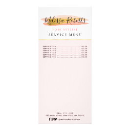 Trendgold und rosa Service-Menü-Karte Werbekarte