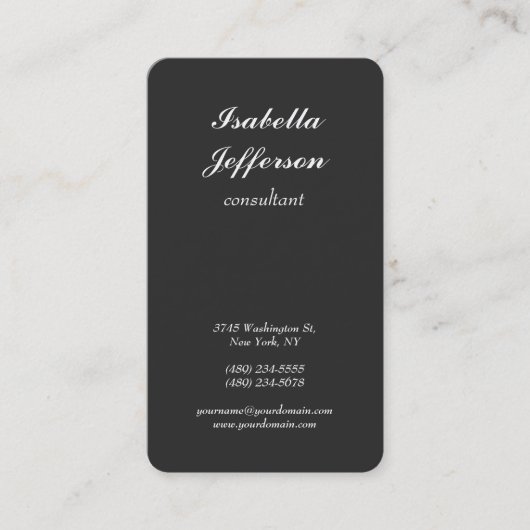 Trendgrau Moderne Minimalistische Schrift Beruflic Visitenkarte (Vorderseite)