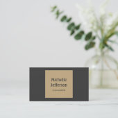 Trendgraue Beige Stripe Manager Business Card Visitenkarte (Stehend Vorderseite)