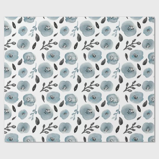Trendgraue Blume Geschenkpapier (Flach)