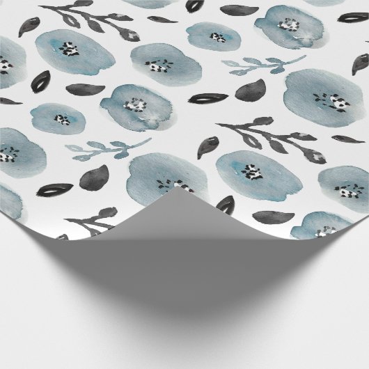 Trendgraue Blume Geschenkpapier (Ecke)