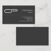 Trendgraue Chic Monogram Business Card Visitenkarte (Vorne/Hinten)