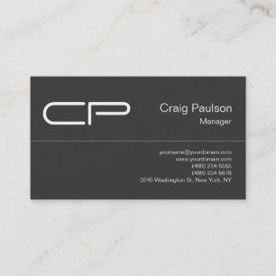 Trendgraue Chic Monogram Business Card Visitenkarte
