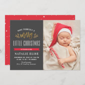 Trendgraue Geburtsankündigung Feiertagskarte (Vorne/Hinten)