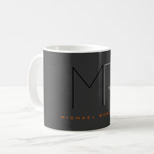 Trendgraue Monogram Schlicht Kaffeetasse (Vorderseite Links)