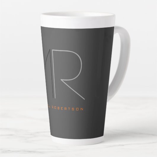 Trendgraue Monogram Schlicht Milchtasse (Rechte Ecke)