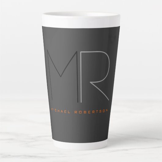 Trendgraue Monogram Schlicht Milchtasse (Vorderseite)