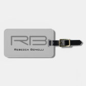 Trendgraue Monogramm Minimalistisch Schlicht Gepäckanhänger (Vorderseite horizontal)