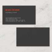 Trendgraue Orange Consultant Business Card Visitenkarte (Vorne/Hinten)
