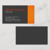 Trendgraue Orange Modern Consultant Business Card Visitenkarte (Vorne/Hinten)