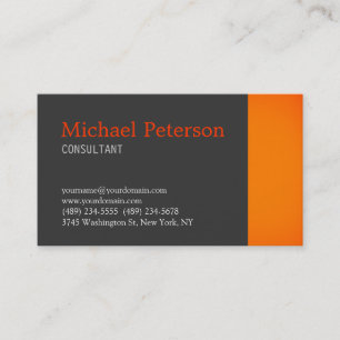 Trendgraue Orange Modern Consultant Business Card Visitenkarte