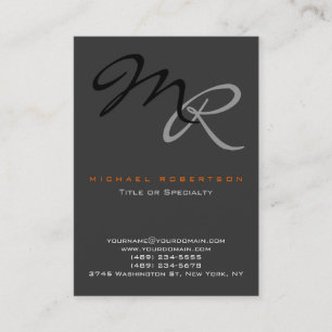 Trendgraue Schwarz Monogram Schlichte Visitenkarte