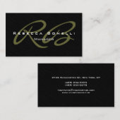 Trendgraue Schwarz-Muster Monogram-Visitenkarte Visitenkarte (Vorne/Hinten)