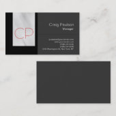 Trendgraue, schwarz rote Monogram-Visitenkarte Visitenkarte (Vorne/Hinten)