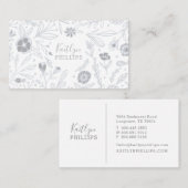 Trendgraue Wildblume Blumenmuster Visitenkarte (Vorne/Hinten)