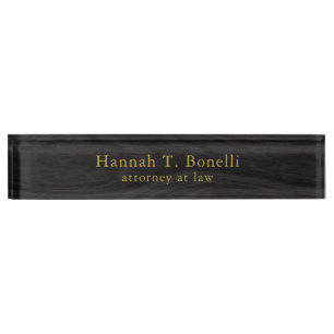 Trendgraues Holz Gold Design Schlicht Beruflich Namensplakette