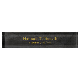 Trendgraues Holz Gold Design Schlicht Beruflich Namensplakette