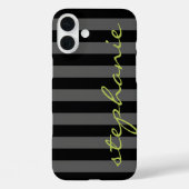 Trendgraues Streifenmuster mit Individuelle Name Case-Mate iPhone Hülle (Rückseite)